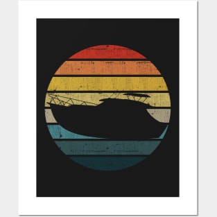 Boat Trip Silhouette On A Distressed Retro Sunset product Posters and Art